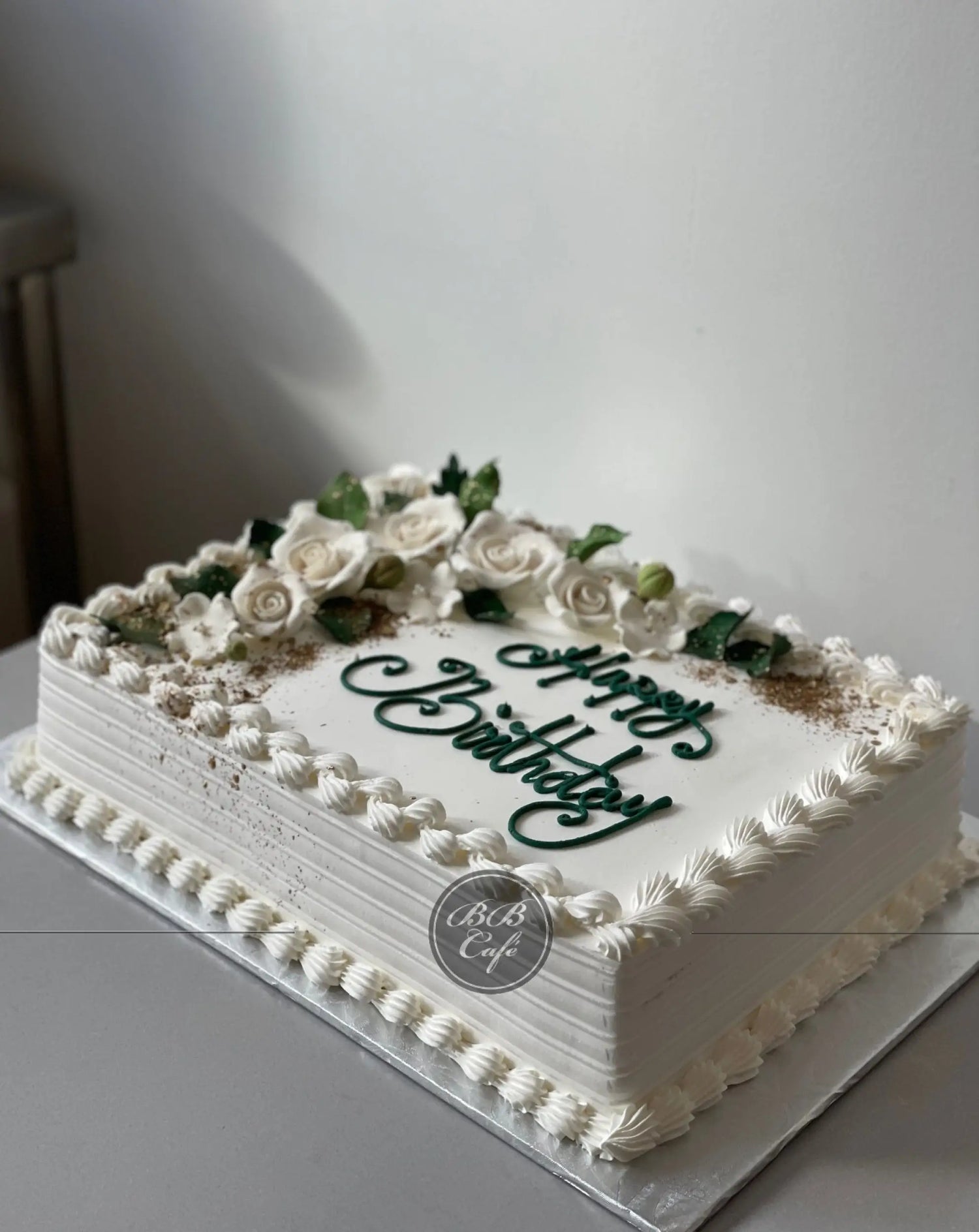 Sugar roses on whipped cream - custom cake