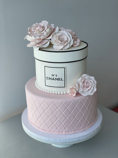 Sugar flowers on quilted fondant - custom cake