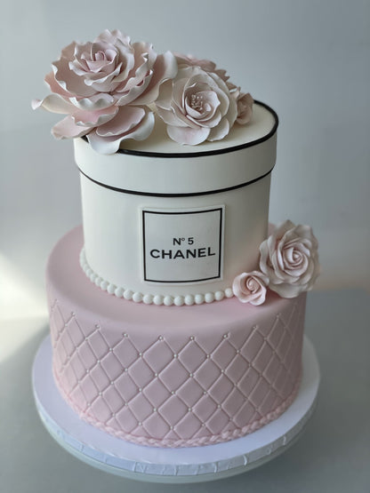 Sugar flowers on quilted fondant - custom cake