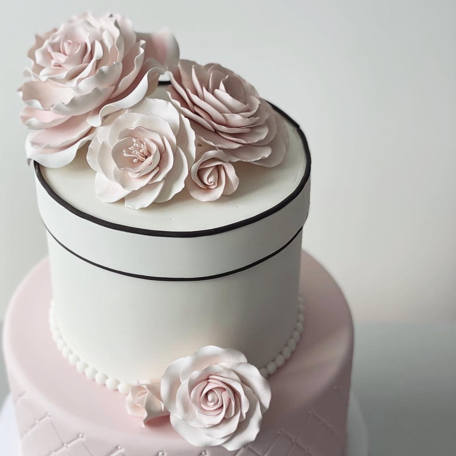 Sugar flowers on quilted fondant - custom cake