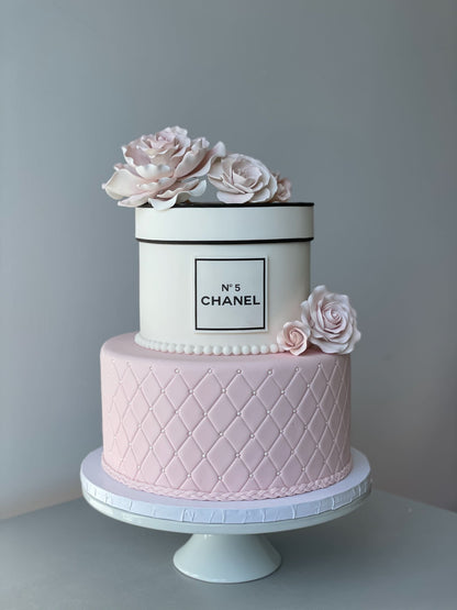 Sugar flowers on quilted fondant - custom cake