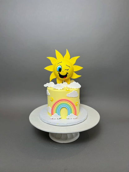 Sunshine &amp; rainbow on buttercream - custom cake