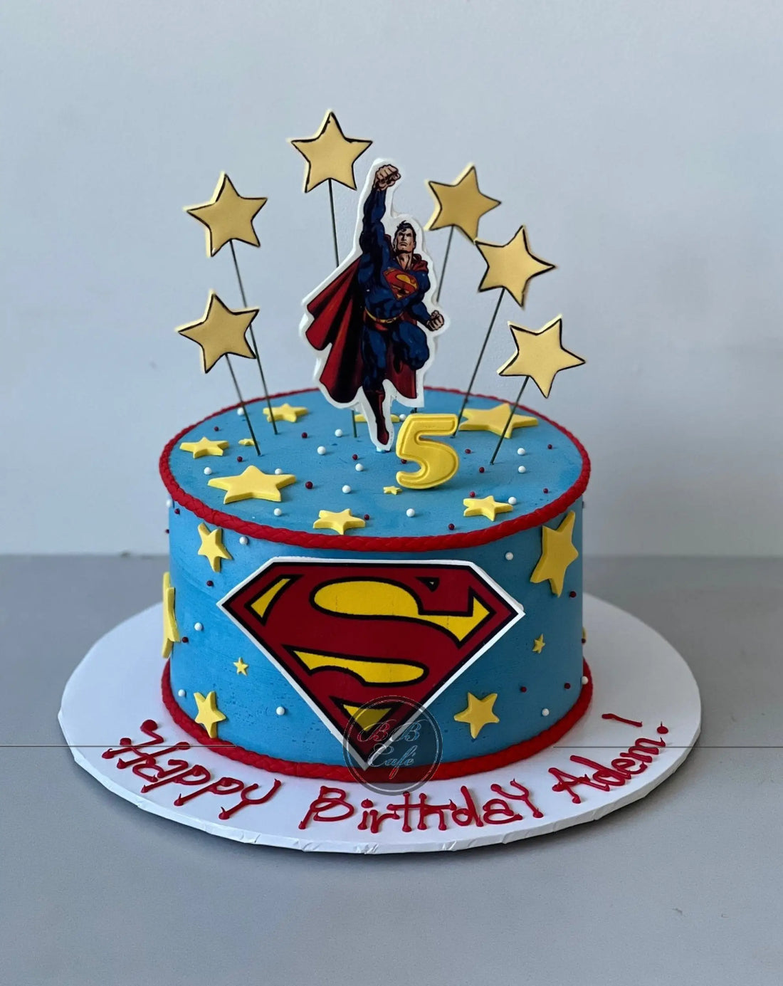 Superhero edible print on buttercream - custom cake