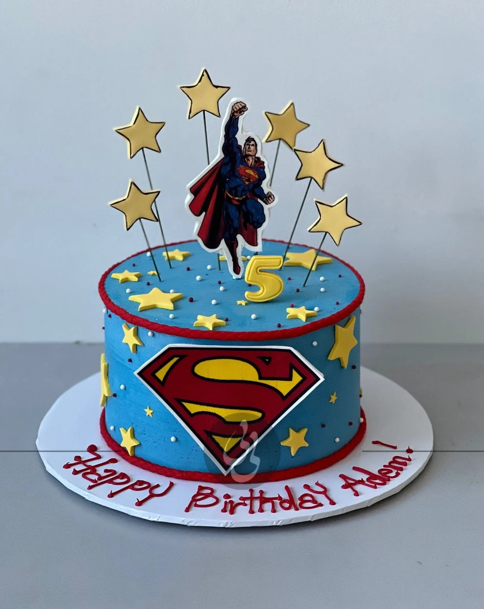 Superhero edible print &amp; stars - custom cake