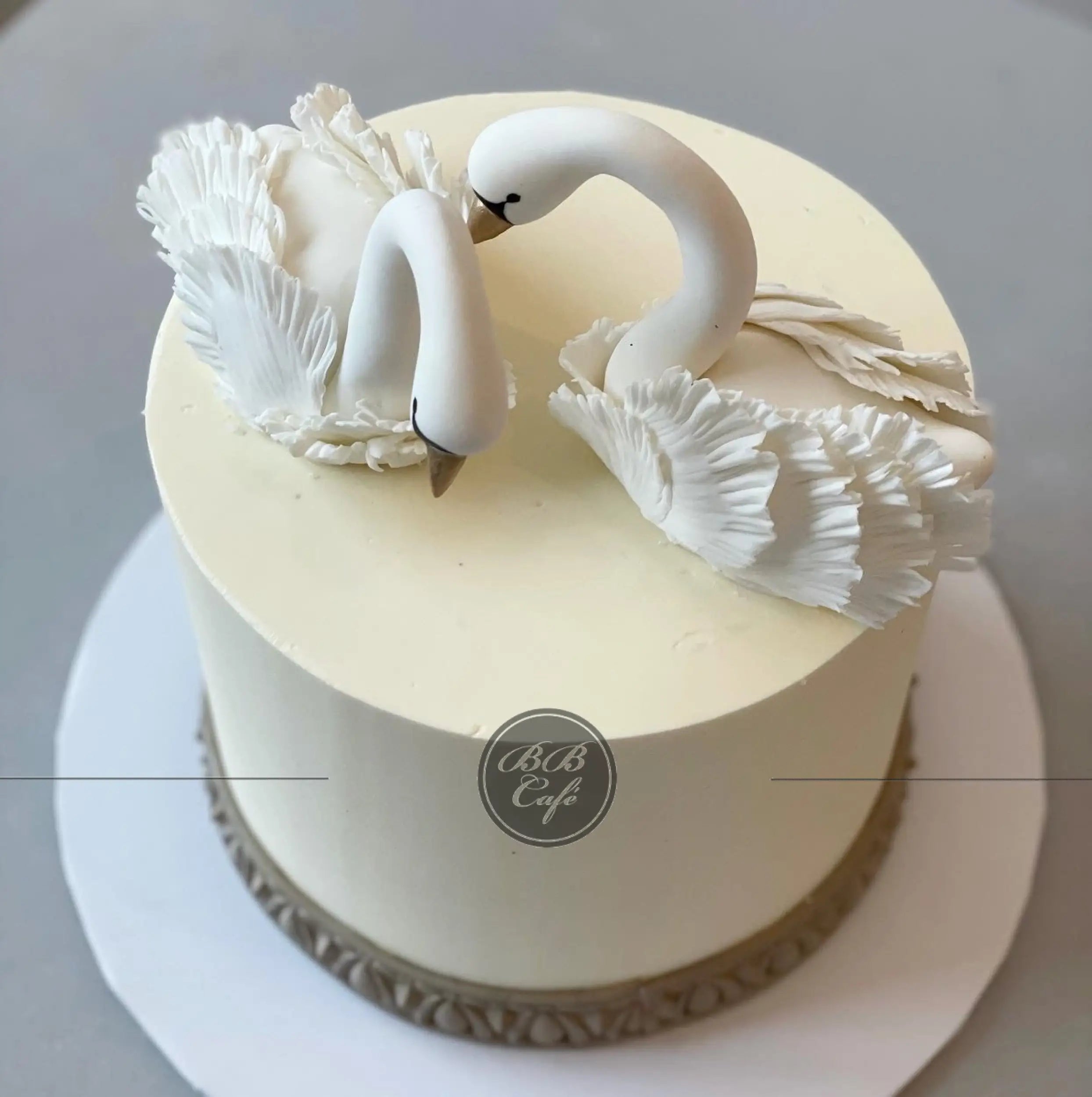 Swan love on buttercream - custom cake