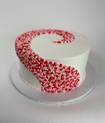 Swirl dots in whipped cream - custom cake