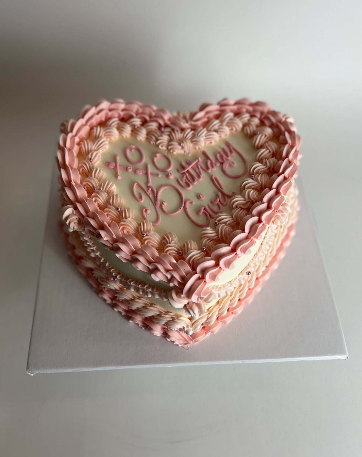Vintage lambeth heart in buttercream - custom cake